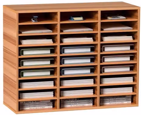 Organizzatore per documenti VEVOR in legno MDF marrone con 27 scomparti per ufficio e scuola, L: 80,0 cm, P: 30,5 cm, H: 63,0 cm