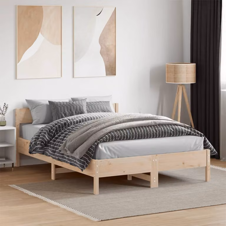 Letto senza materasso vidaXL in legno massello di pino color marrone L: 120 cm, P: 200 cm