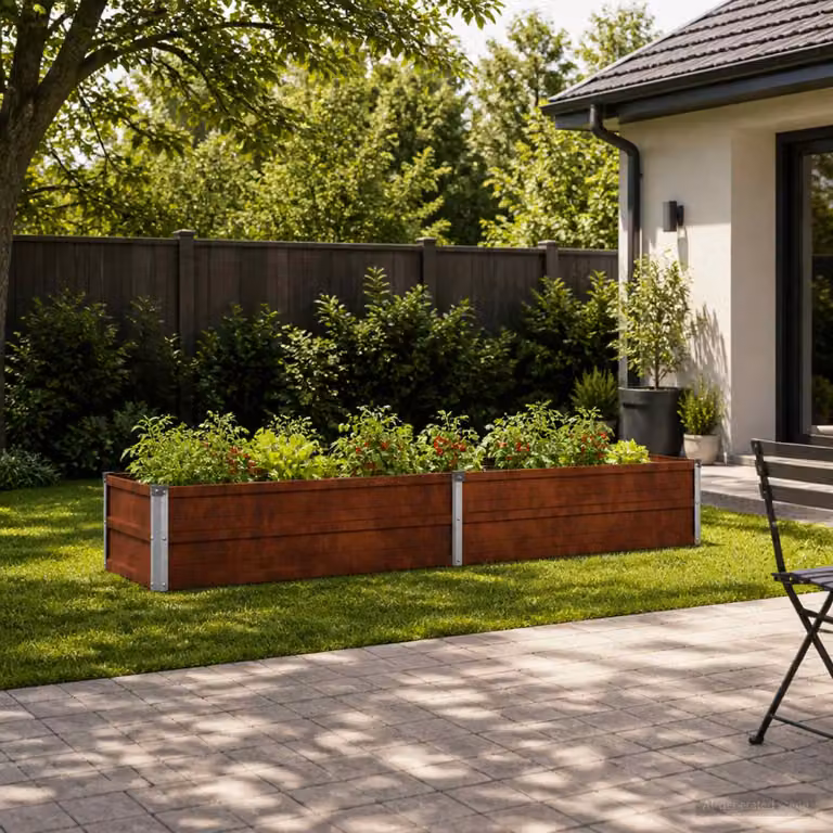 Letto rialzato da giardino vidaXL in metallo Corten colore marrone L: 160 cm, P: 40 cm, H: 24 cm