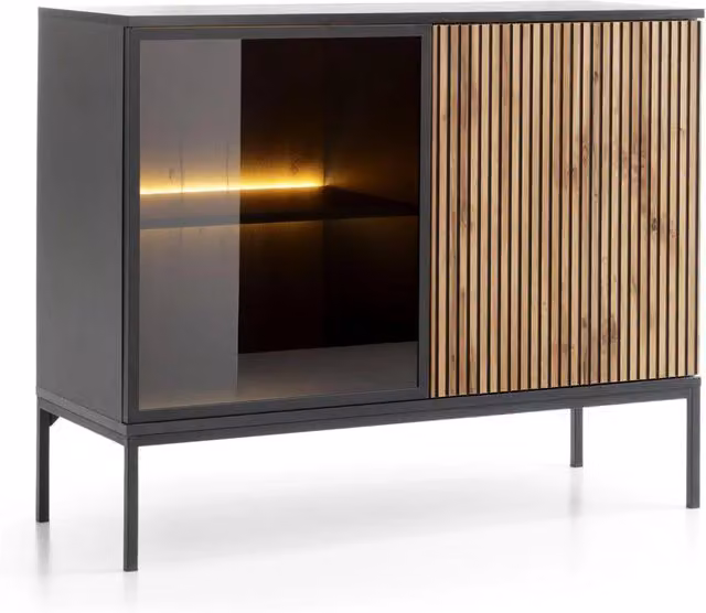 Komodee Cassettiera Laval K104 LED Nero/Rovere Wotan 104x83x39 cm
