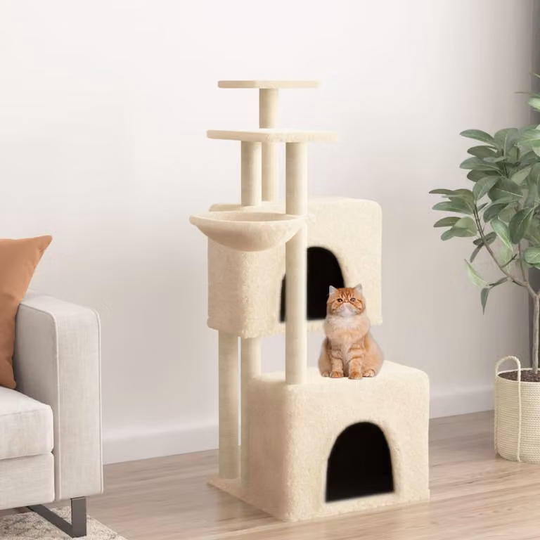 Albero per gatti vidaXL con tiragraffi in sisal, colore beige, Altezza: 122 cm