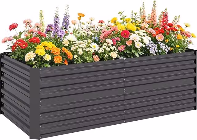 Orto rialzato rettangolare Xylo in acciaio galvanizzato antracite L: 180 cm, P: 90 cm, H: 59 cm