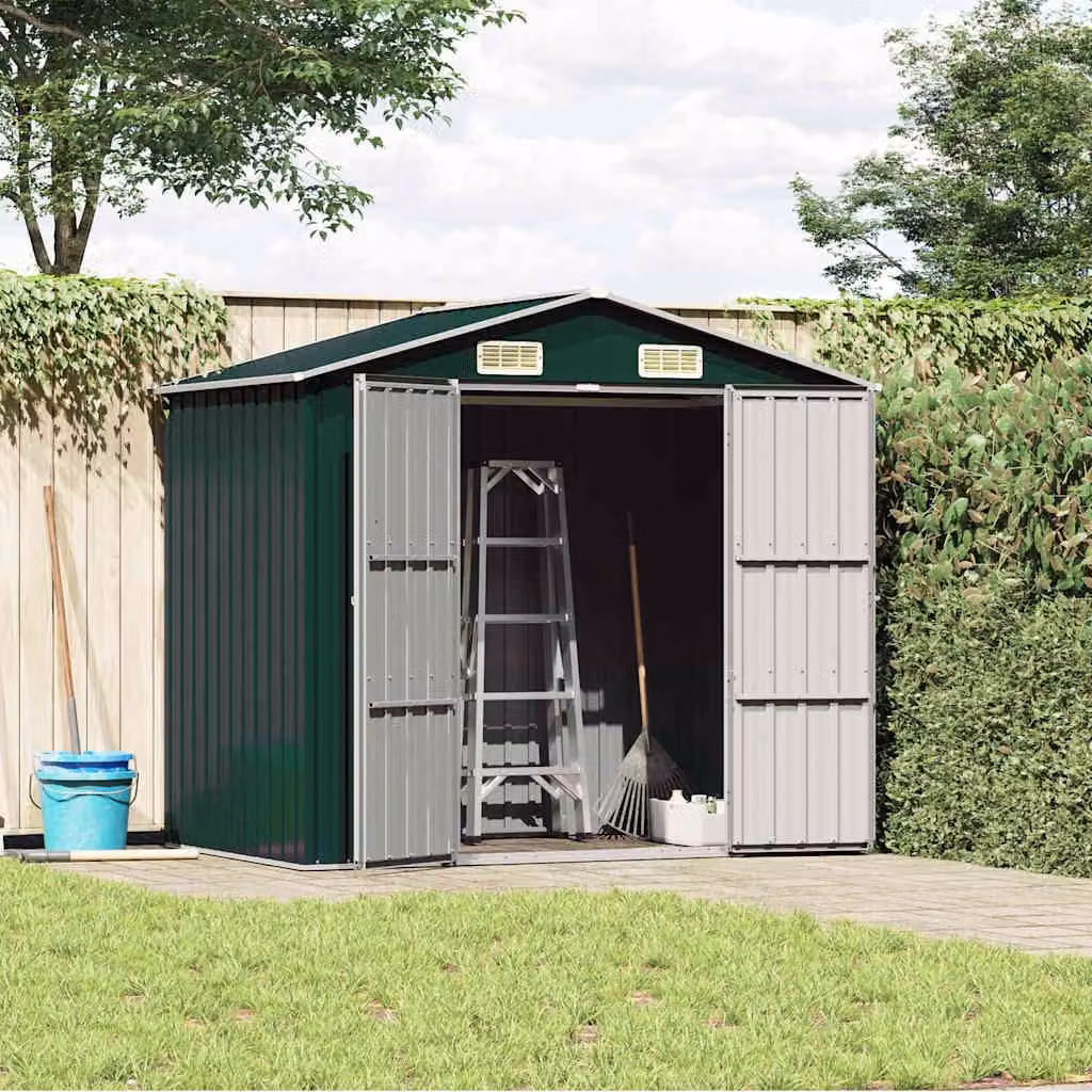 vidaXL Capanno da Giardino Verde 205x129x183 cm in Acciaio Zincato