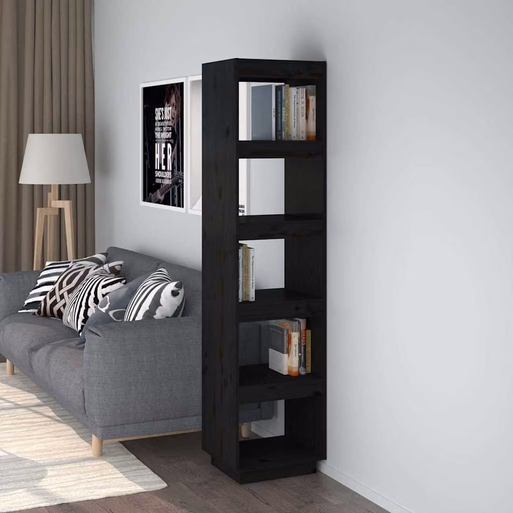 Libreria/Divisorio vidaXL in Legno Massello di Pino Nero, Design Moderno, L 40 cm x P 35 cm x H 167 cm