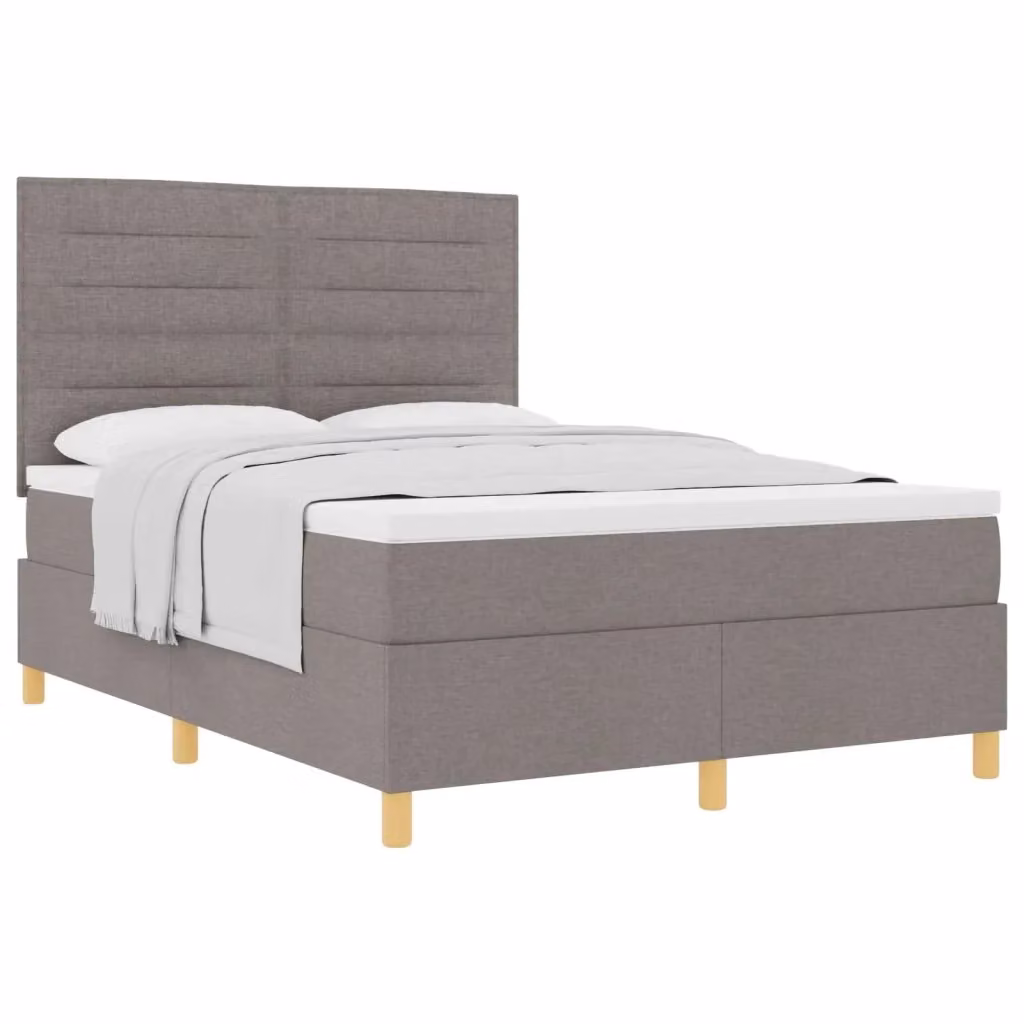 Letto a molle con testiera Talpa vidaXL in tessuto beige o grigio L/P: 140 x 190 cm – 2