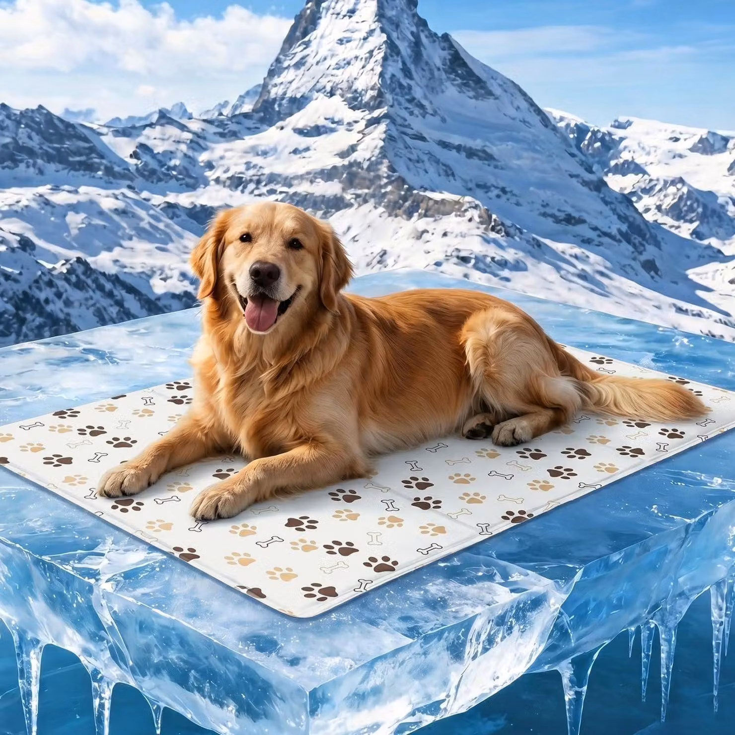 Tappetino refrigerante per cani e gatti, pieghevole, 90 x 60 cm, color beige