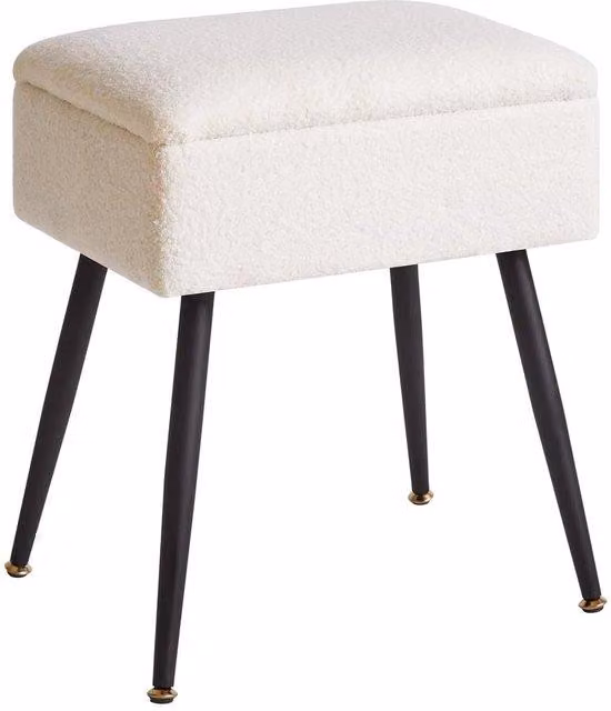 Pouf contenitore Unyqoos® con rivestimento simile al velluto, imbottitura in schiuma densa, gambe in metallo, spazio contenitivo nascosto, seduta girevole, capacità di carico fino a 120 kg – ideale per soggiorno e camera da letto