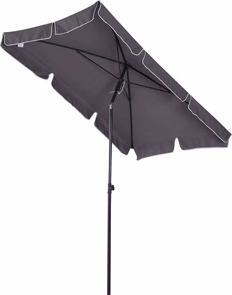 Outsunny ombrellone pieghevole da giardino ombrellone da spiaggia ombrellone da balcone parasole (grigio+nero)