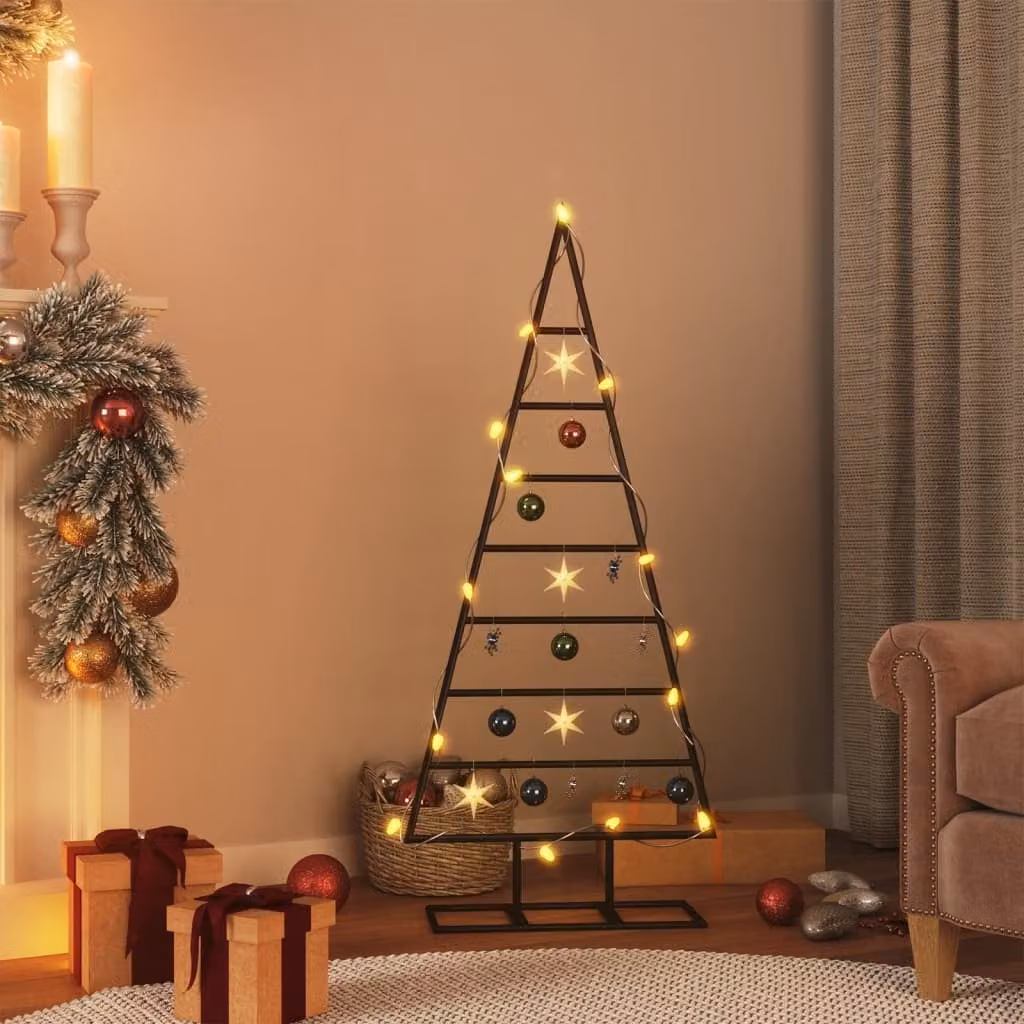Albero di Natale decorativo moderno vidaXL in metallo nero e oro, altezza: 125 cm