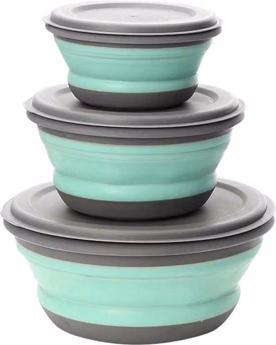 Contenitori in silicone, set da 3 pezzi, per campeggio, escursionismo, cucina, scuola