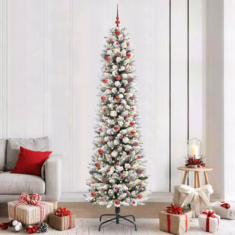 Albero di Natale artificiale moderno vidaXL bianco con 300 LED luce bianca calda, Altezza: 240 cm