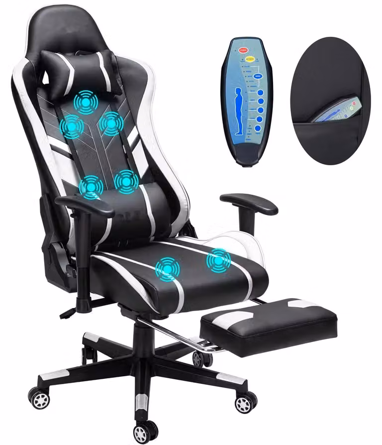 Sedia da gaming - Sedia da ufficio - Sedia per videogiochi - Sedia massaggiante - Sedia ergonomica - Funzione massaggio per collo e schiena