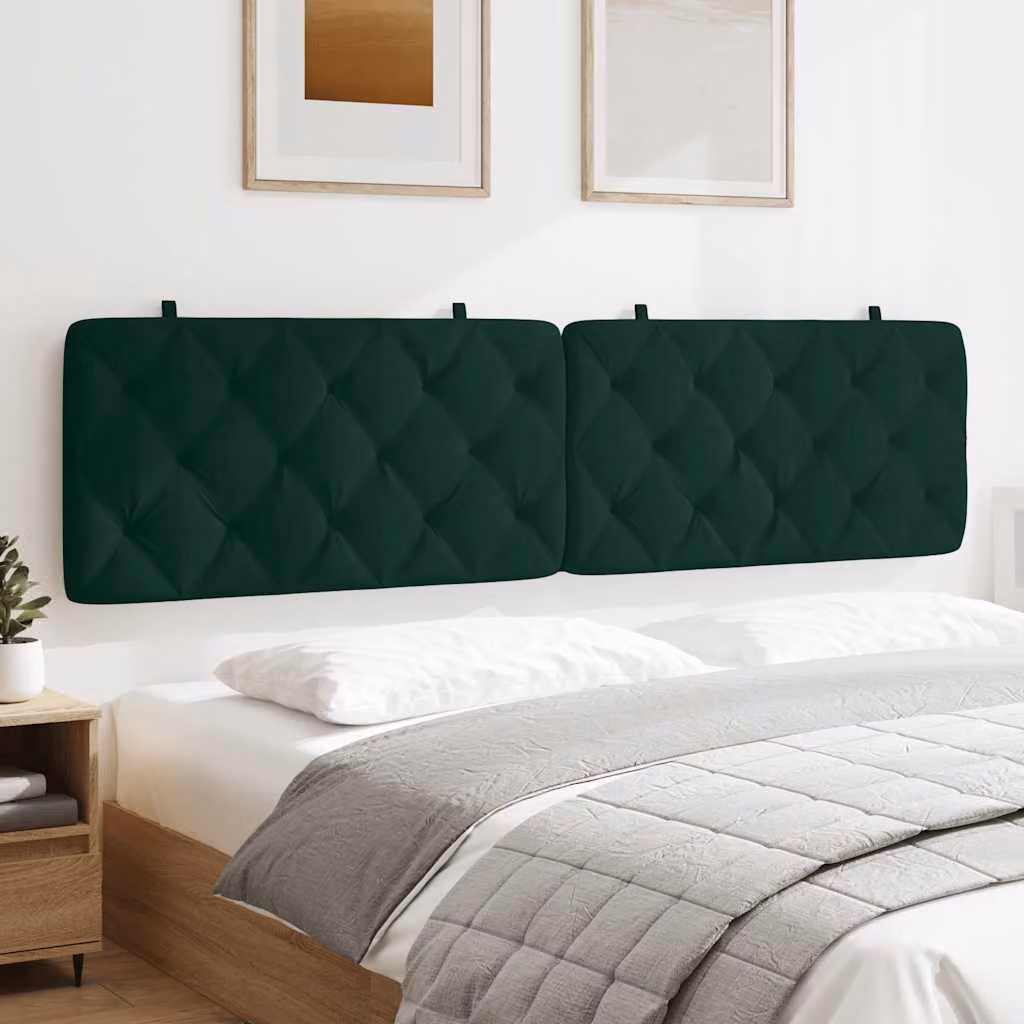 vidaXL Cuscino Testiera in Velluto Verde con Design Geometrico, L: 200 cm, H: 202 cm, P: 6 cm