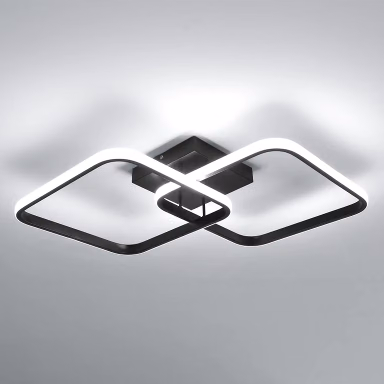Lampada a soffitto LED Osairous, design moderno, 42W, 4700 lumen, 6500K, colore nero, diametro 64 cm – Nero, luce bianca fredda (6500K)