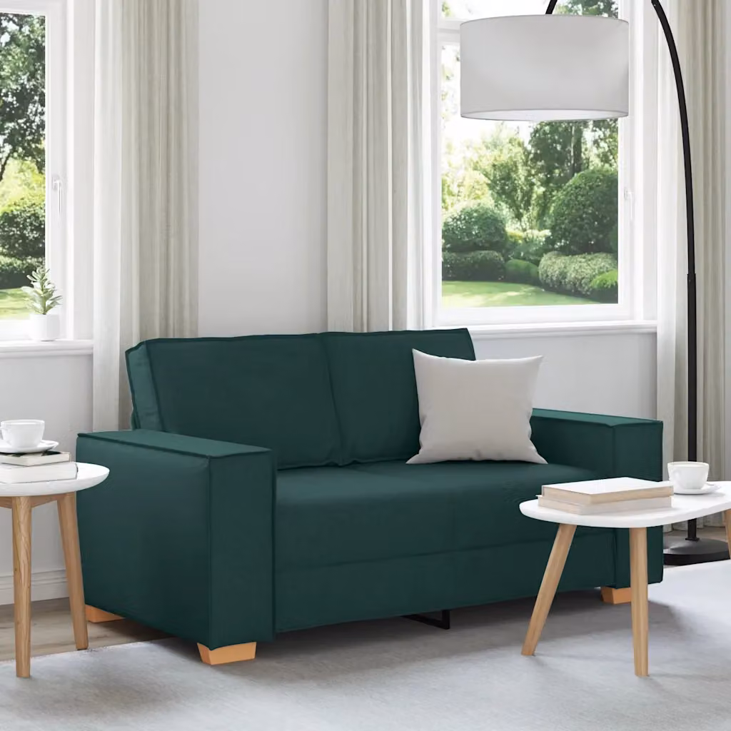 Divano a 2 posti vidaXL in tessuto verde con struttura mista L: 160 cm, P: 78 cm, H: 84 cm