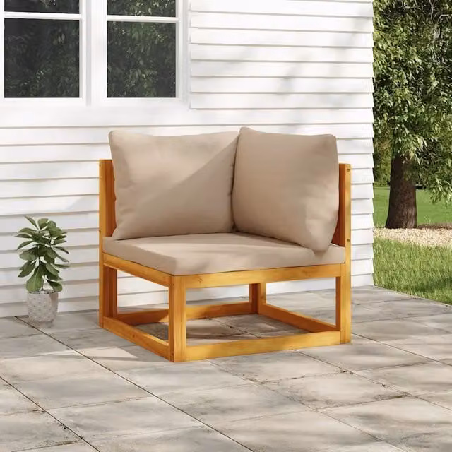 Divano Angolare Modulare vidaXL in Legno di Acacia con Cuscini Beige per Giardino e Soggiorno