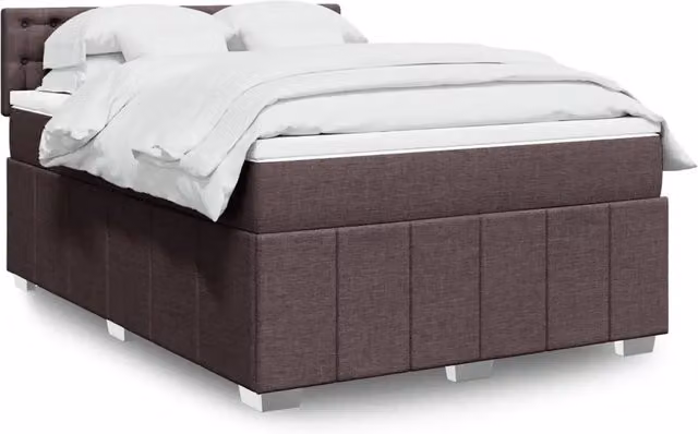 Letto Ibrido Moderno vidaXL con Materasso e Struttura Imbottita Marrone e Bianco L/P: 160 x 200 cm