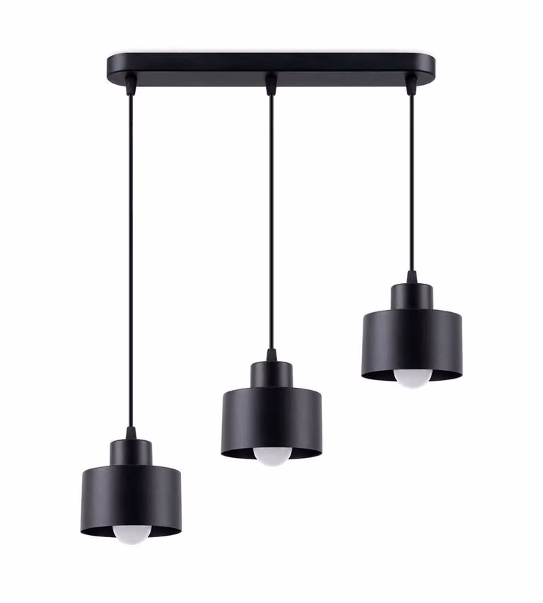 Lampada a sospensione SAVAR 3 nero 3xE27 15W acciaio 110x12x46cm Sollux Lighting