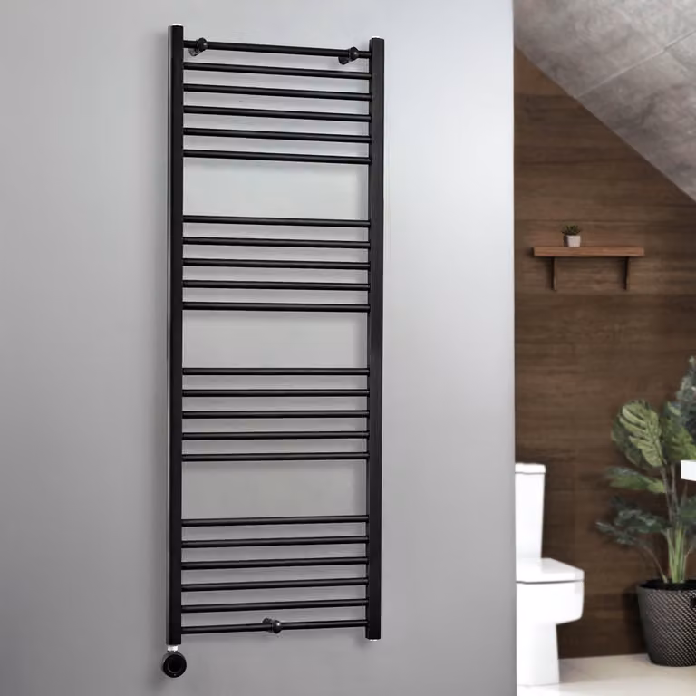 Scaldasalviette Elettrico Dritto Nero 1600x600mm - Elemento termostatico Wi-Fi con presa - Nox - ECOSO