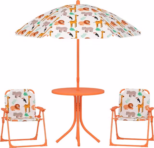 Set da Giardino per Bambini AIYAPLAY con Tavolo da Picnic e Ombrellone Arancione