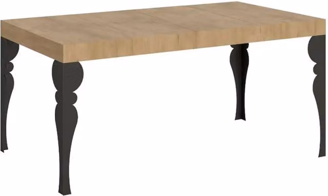 Tavolo allungabile moderno Ityhome in legno rovere e metallo, colore marrone e antracite
