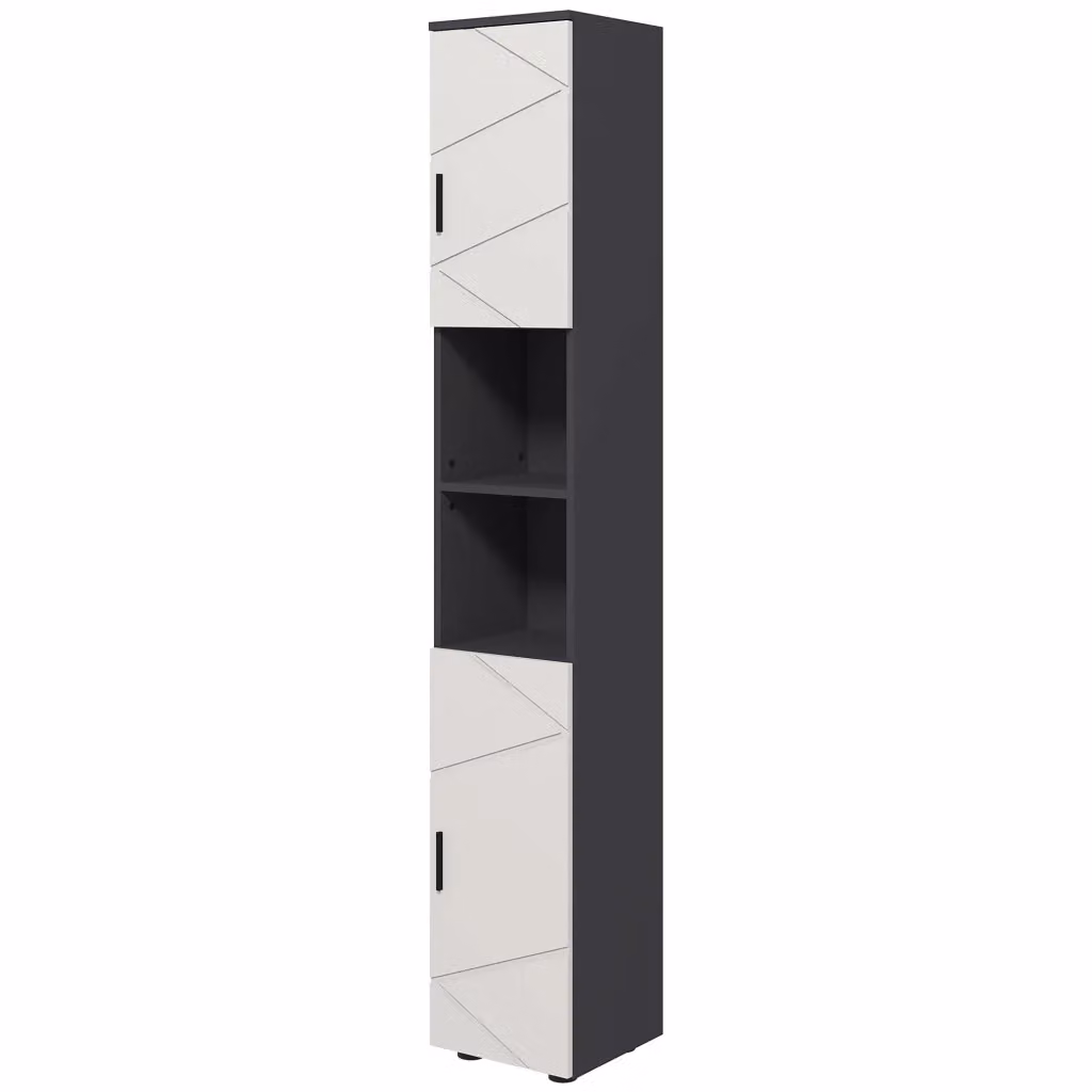 Mobile da Bagno Moderno Xylo in MDF Grigio Opaco con Ripiani Regolabili e Ante a Battente H: 183 cm, L: 30 cm, P: 30 cm – 2