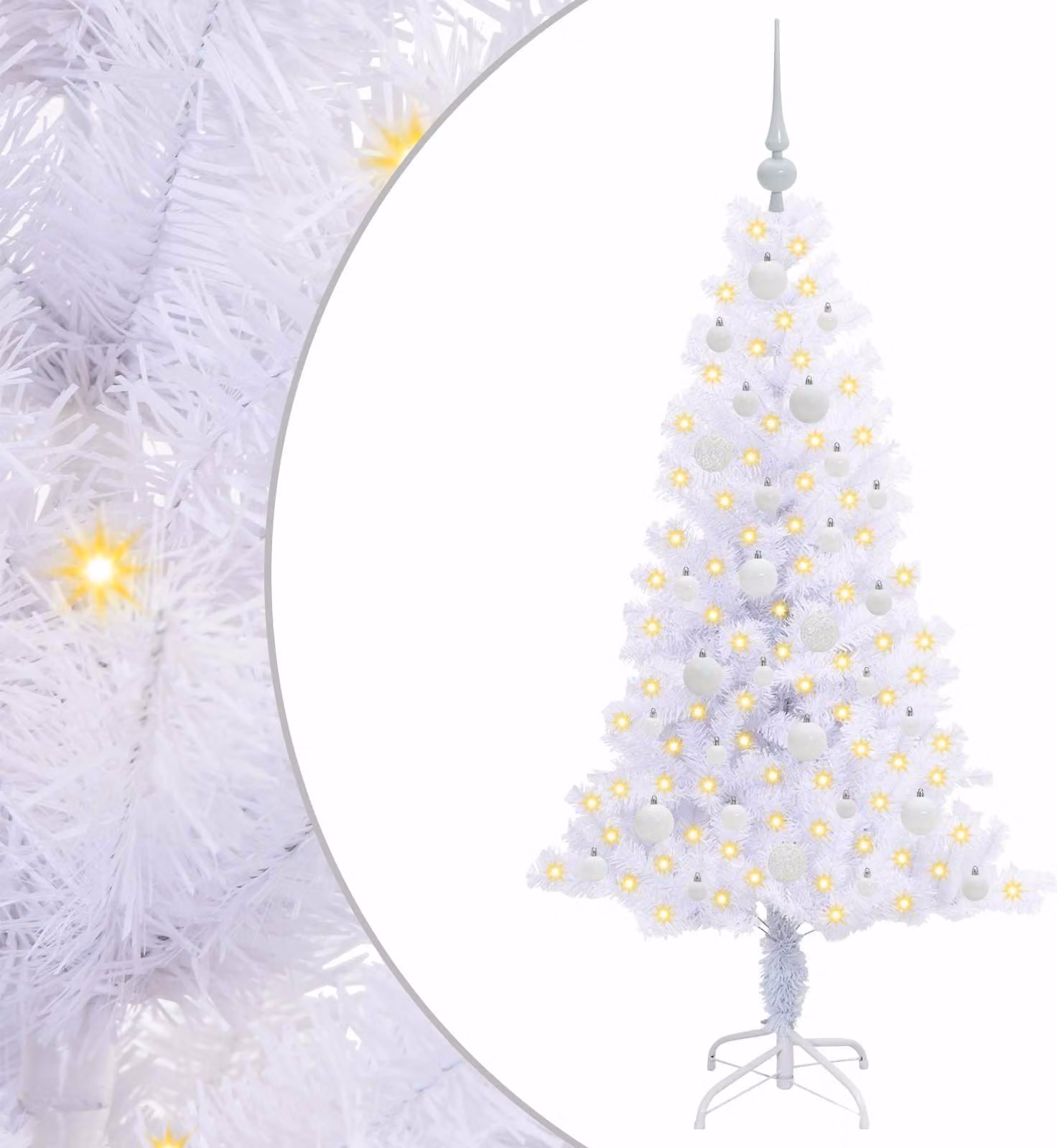 Albero di Natale artificiale Bianco 150 cm PVC e Acciaio