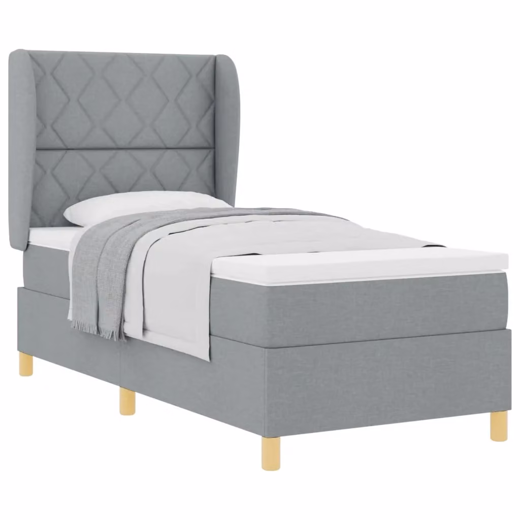 Letto ibrido con testiera vidaXL in tessuto grigio, L 90 x P 200 cm – 2