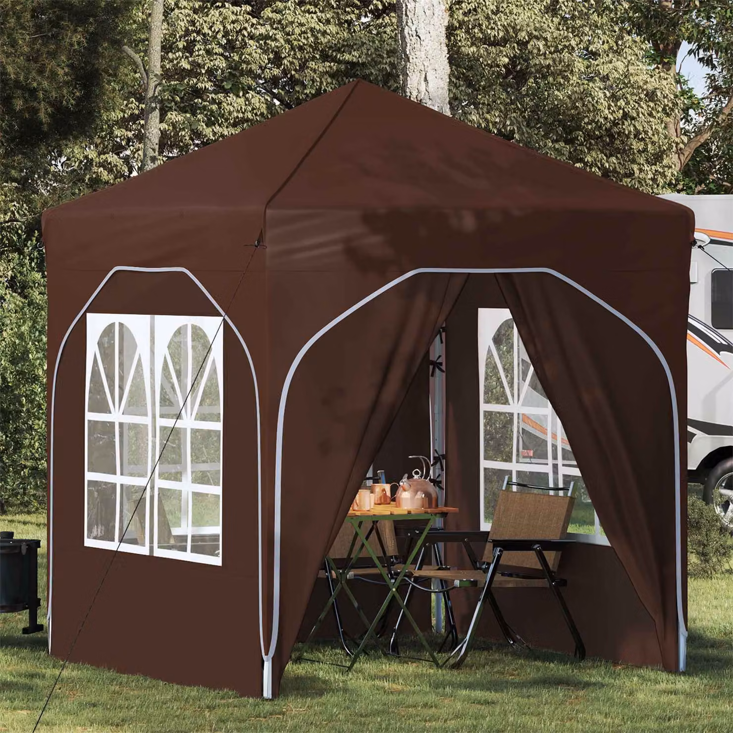 vidaXL Tenda per feste a pop-up marrone L/P/H: 192 x 192 x 245 cm