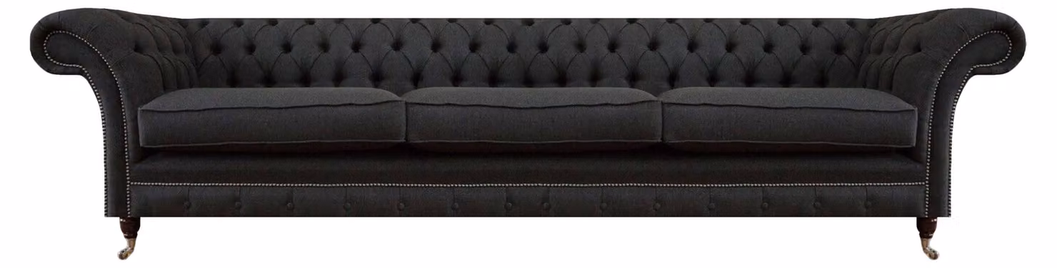 Schwarze Chesterfield Sitzmöbel Luxuriöser Dreisitzer Polster 3-Sitzer