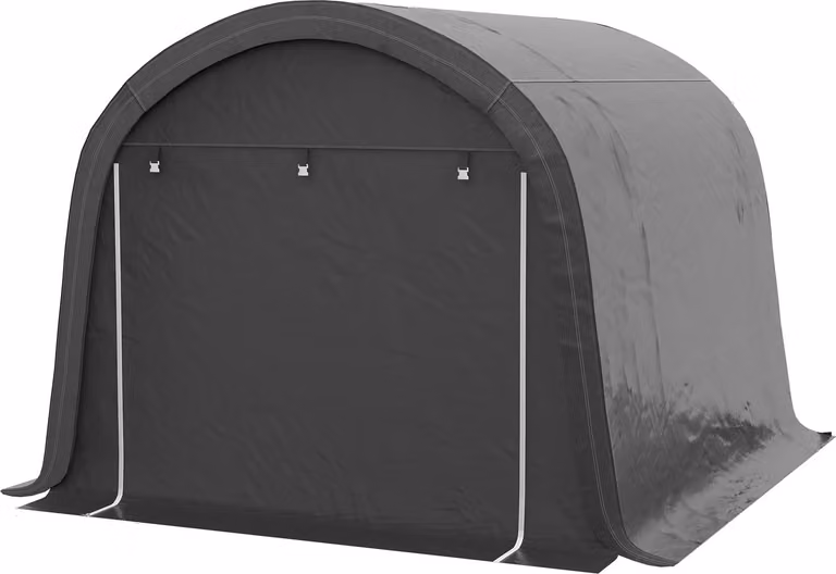 Capanno per attrezzi in pellicola Capanno per attrezzi 3x3 m con protezione UV, idrorepellente, acciaio, PE, grigio, con due tapparelle