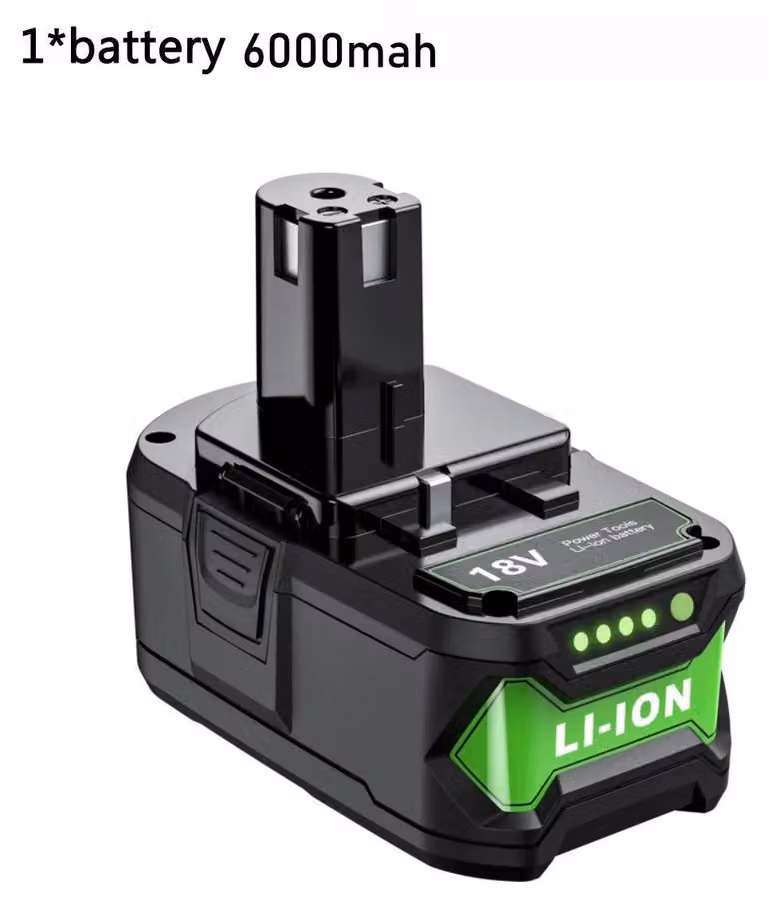 Batteria di ricambio da 18V - 6,0Ah, 6000mAh, agli ioni di litio - Per utensili a batteria - Compatibile con i modelli P102, P103, P104, P105, P107, P108 - Confezione da 1 pezzo