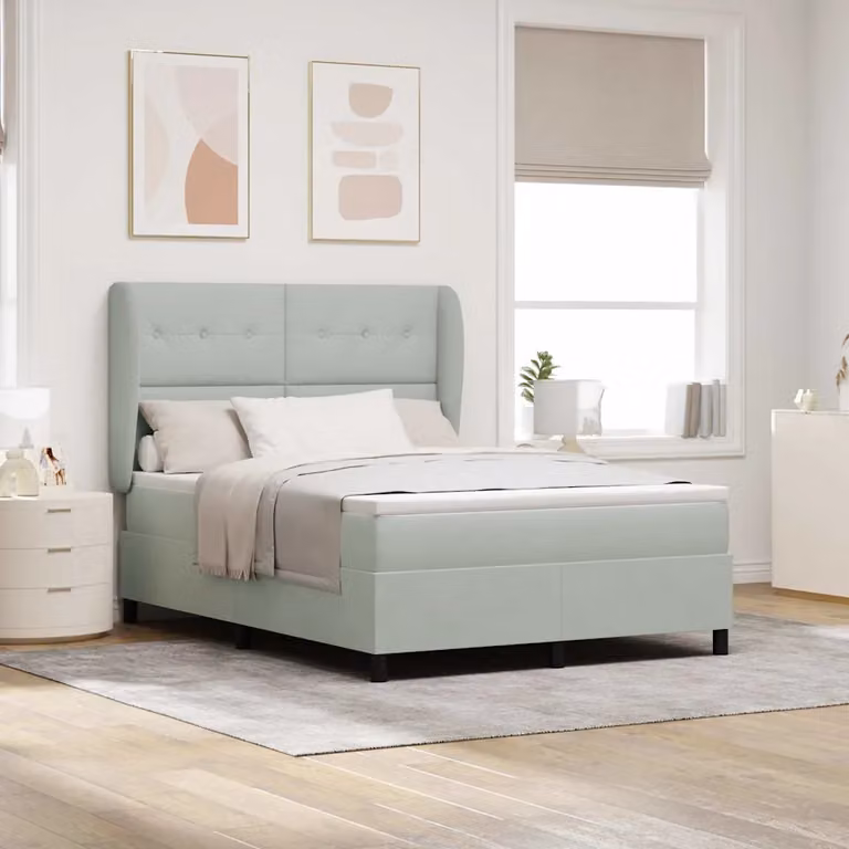 Letto ibrido con testiera in velluto vidaXL Grigio, L 140 cm x P 200 cm