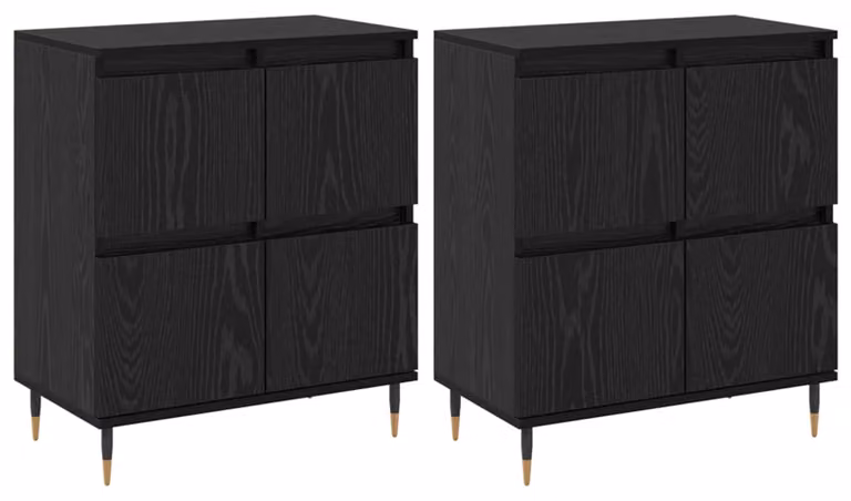 Armadio 2 pcs Rovere Nero 60 x 35 x 70 cm