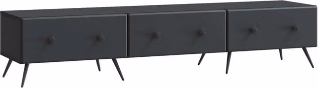 Mobile TV-Credenza Moderno Design In Nero in Legno MDF per Soggiorno L: 147 cm, P: 34,5 cm, H: 30 cm – 1