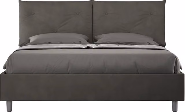 BS COM Letto matrimoniale senza rete imbottito 160x210 microfibra grigio