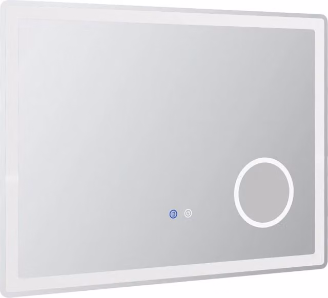 Specchio da bagno a LED con ingrandimento 3x e funzione touch, 80x60 cm, 3 colori di luce, antiappannamento.