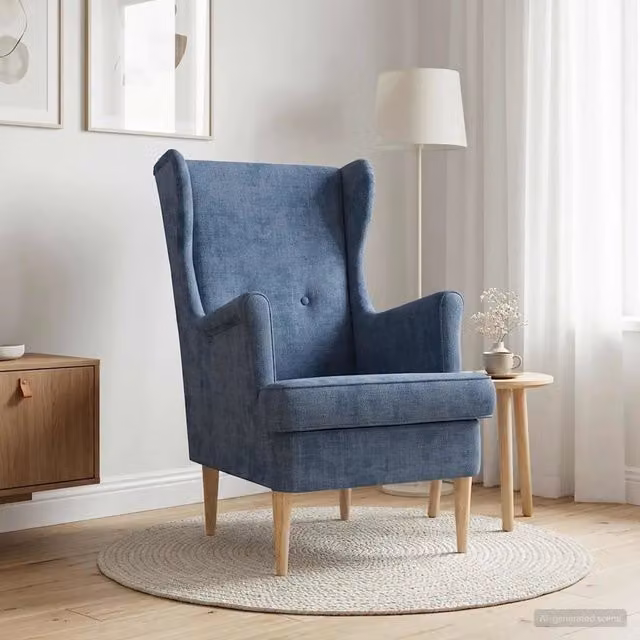 Poltrona Lounge Blu ARES con Braccioli e Struttura in Metallo per Soggiorno e Camera da Letto – 1