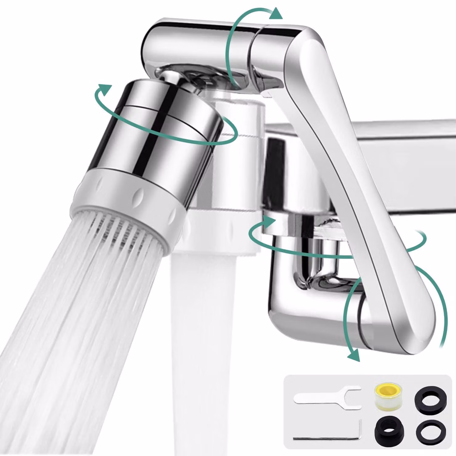 Prolunga per rubinetto con aeratore, dispositivo per il risparmio idrico da applicare al rubinetto, con due modalità di spruzzo, prolunga multifunzionale girevole a 1440°, aeratori per rubinetti da cucina e bagno