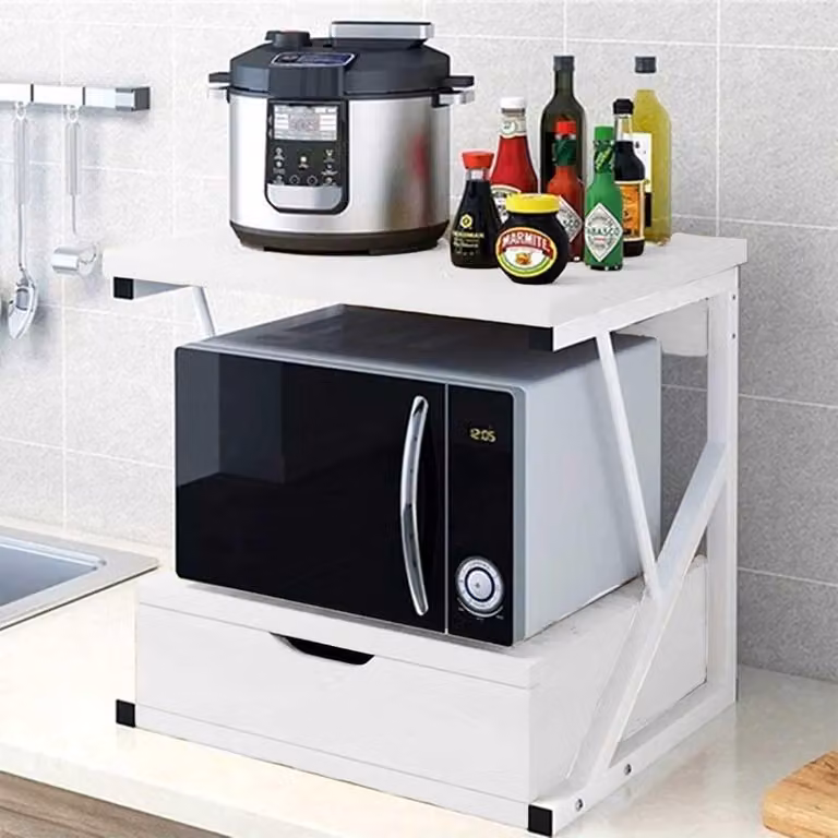 Omgoods - Ripiano magnetico per microonde con cassetto, ideale per l'organizzazione della cucina
