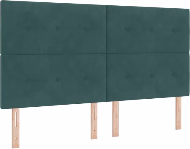 Testiera moderna in velluto verde scuro con struttura in legno per letto da 180 cm