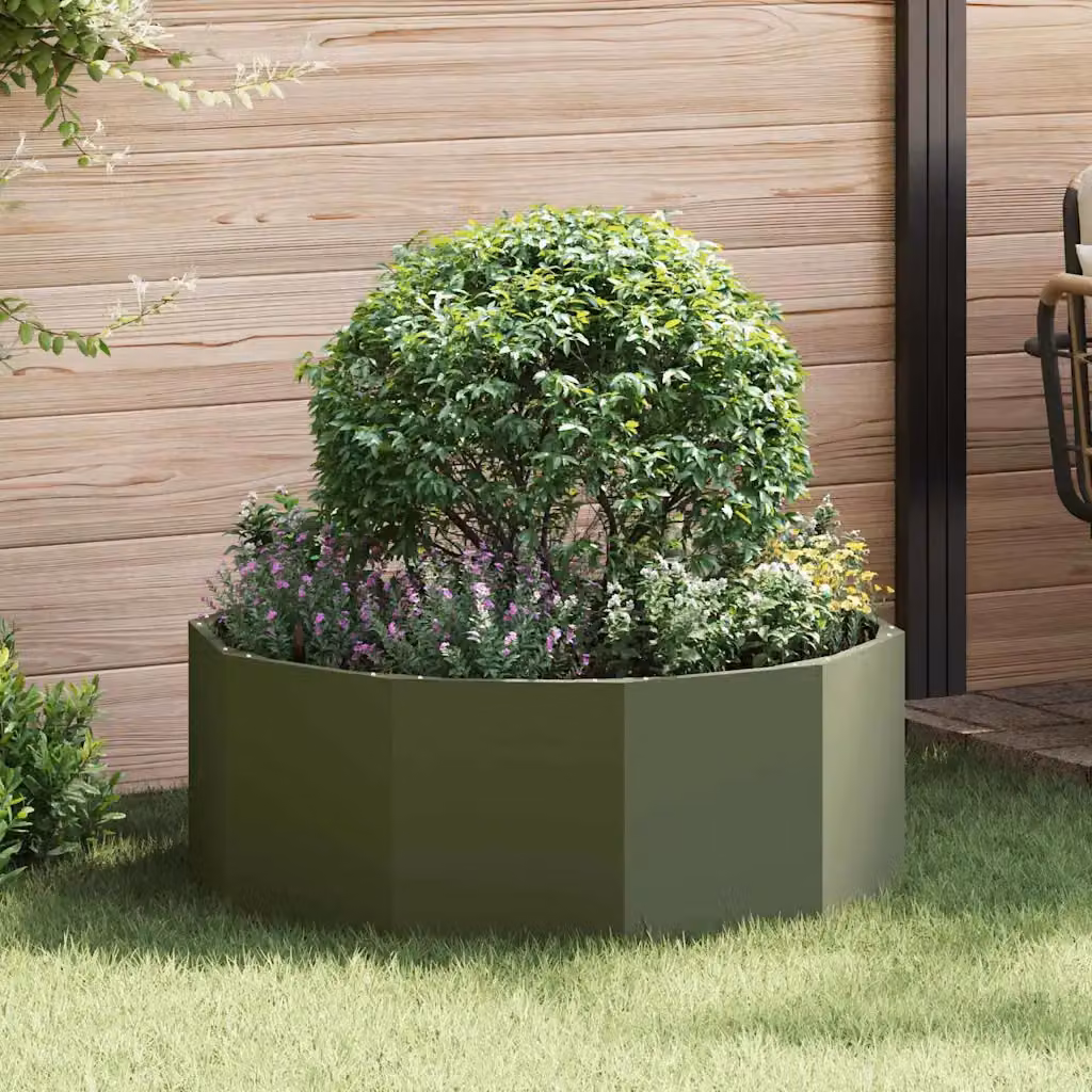 Fioriera da giardino ornamentale vidaXL in acciaio verde, L 90 cm x P 90 cm x H 35 cm