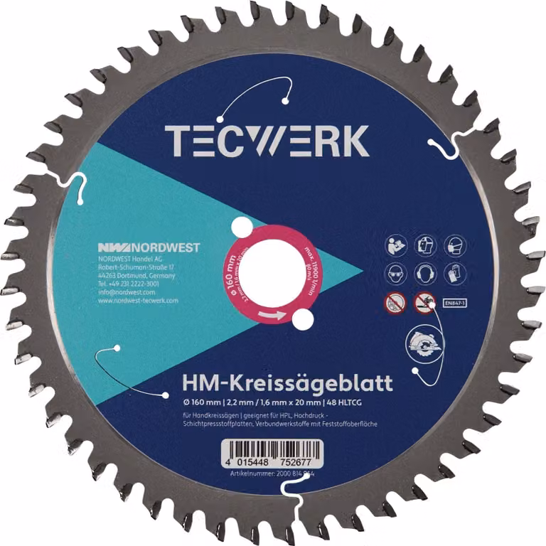 Lama circolare manuale Auen - 190 mm, 56 denti, HLTCG, foro 30 mm, larghezza di taglio 2,8 mm