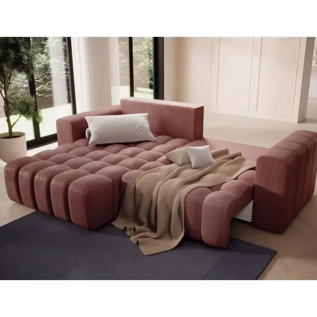 Divano angolare convertibile DORY MEUBLORAMA rosa con contenitore e funzione letto, L/P/H: 250 x 175 x 92 cm – 2