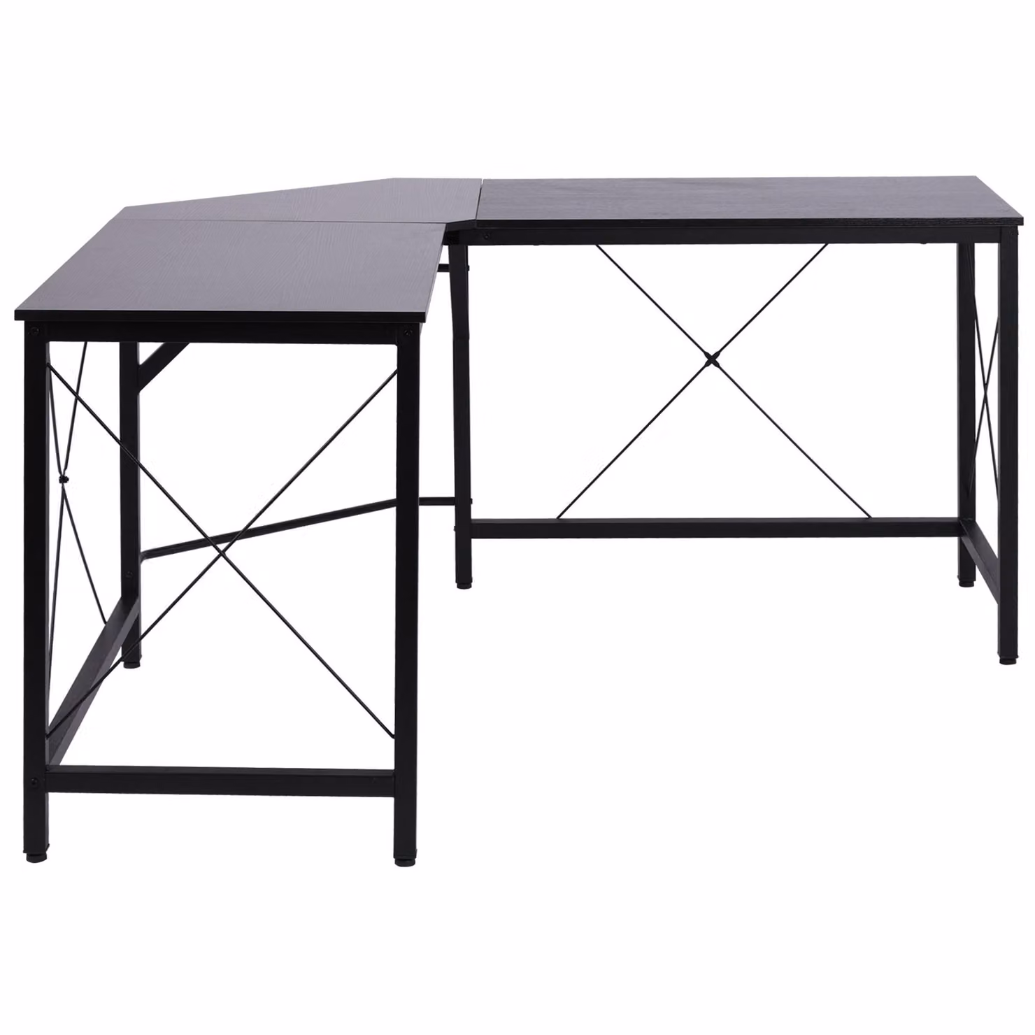 Fortuna Lai Scrivania per computer a forma di L Scrivania angolare 150x150x76 cm MDF nero, scrivania angolare moderna per ufficio e home office