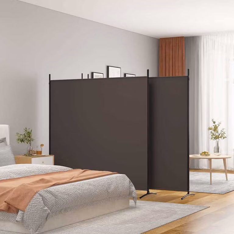 Divisorio a 4 Pannelli vidaXL in Tessuto Marrone H: 180 cm, L: 698 cm