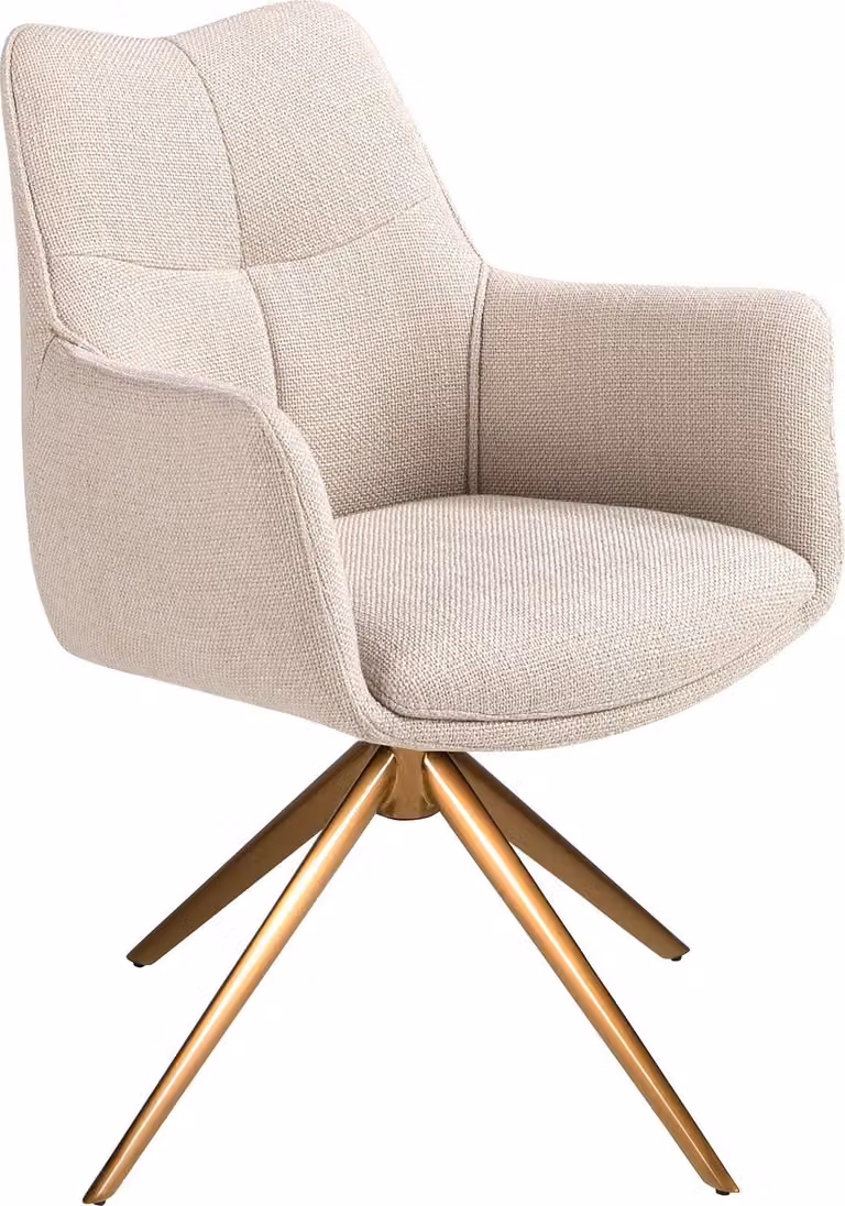 Sedia girevole in tessuto color crema 4237