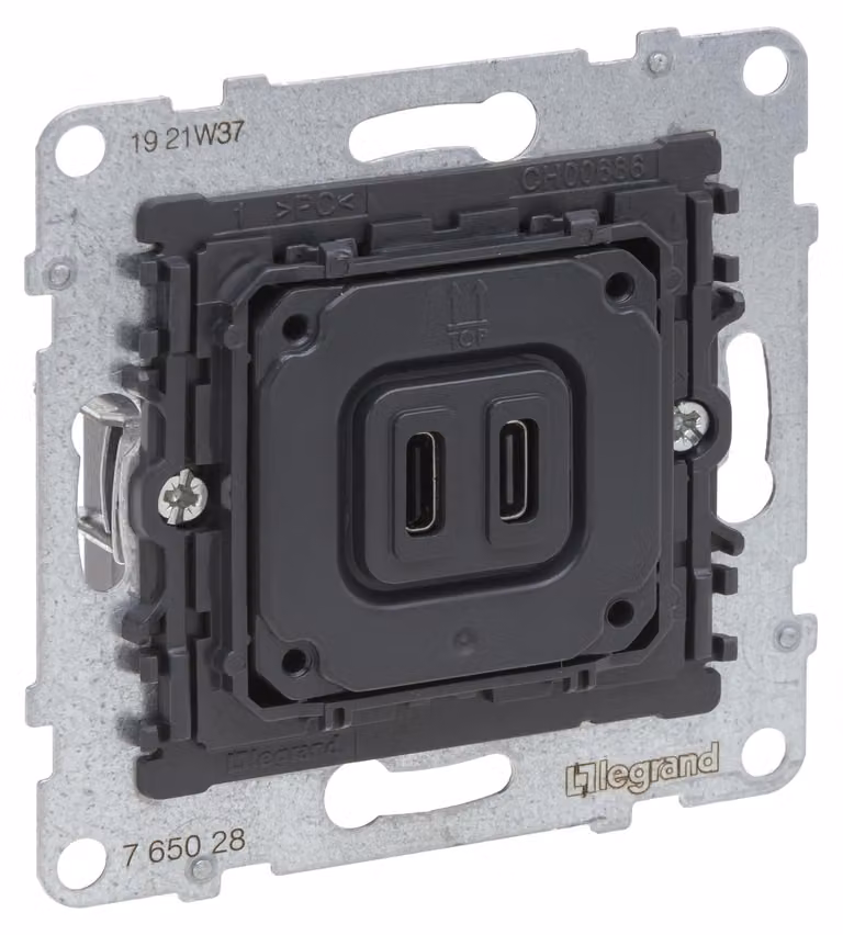 Legrand SEANO inserto 2f 765028 Presa di ricarica USB tipo C+C con corrente di carica 3 5 (765028)