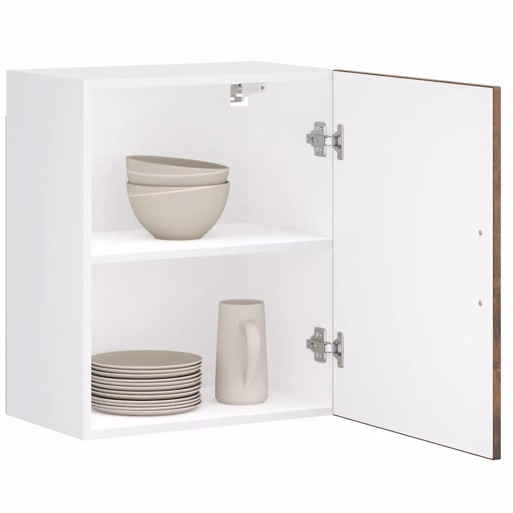 Pensile da cucina moderno vidaXL in legno e MDF con ante a battente, Colore Bianco e Marrone, L/P/H: 60 x 31 x 50 cm