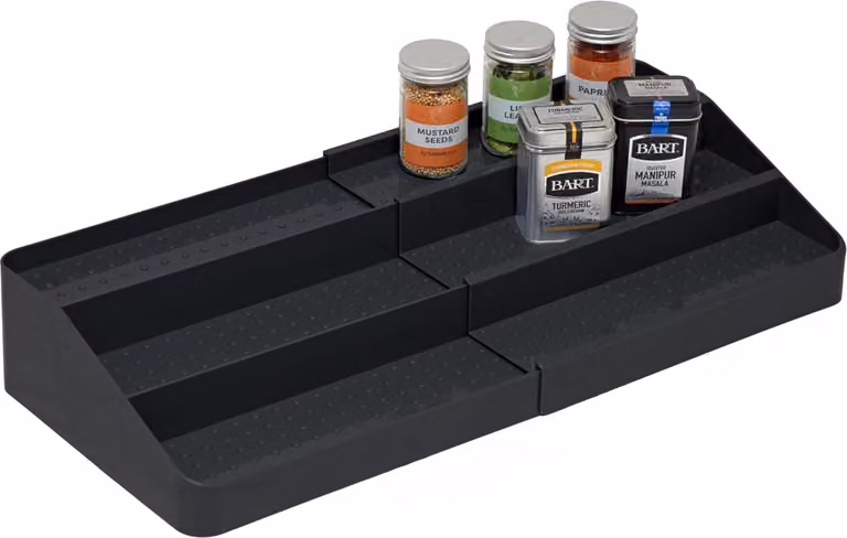 Ripiano estraibile per erbe aromatiche, 3 livelli, nero, in plastica, per mobili da cucina